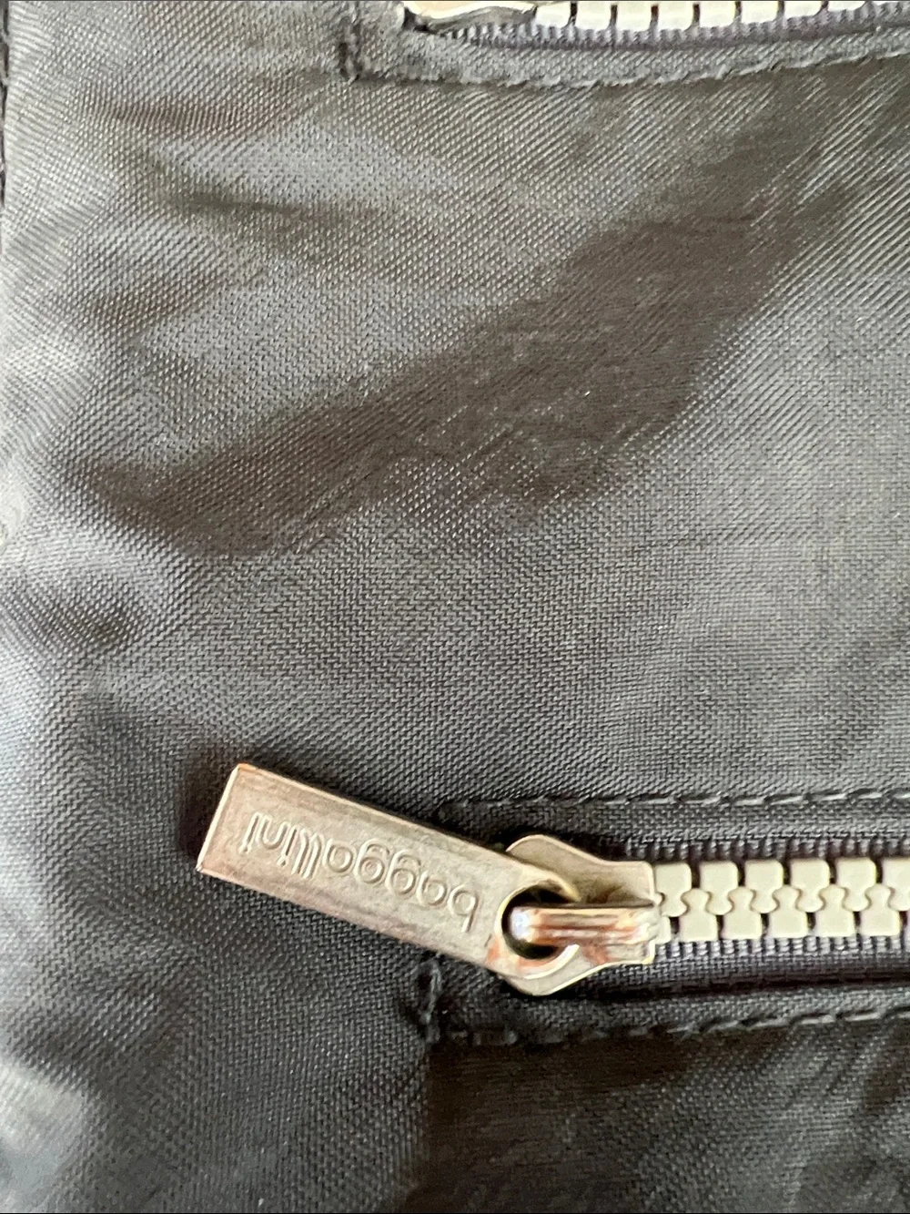Baggallini Charcoal Nylon Crossbody Messenger Bag with Silver Zippers